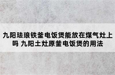 九阳珐琅铁釜电饭煲能放在煤气灶上吗 九阳土灶原釜电饭煲的用法